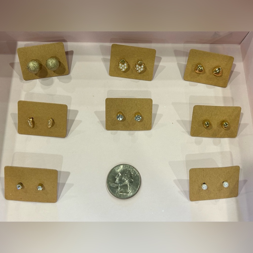 Elegant Gold Stud Earrings Set 3
